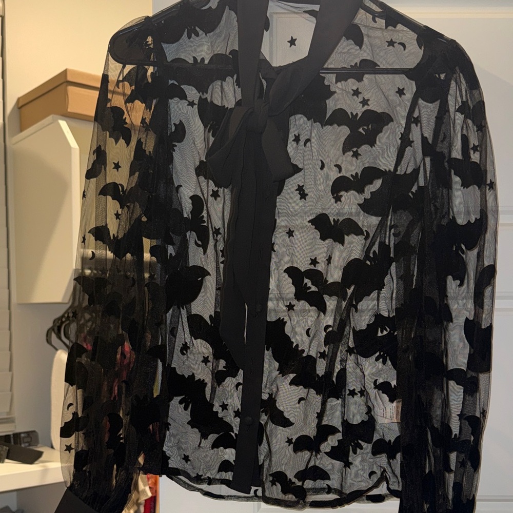 Unique Vintage Black Sheer Bat Blouse